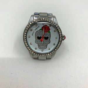 Betsy Johnson White Dial Crystal Watch